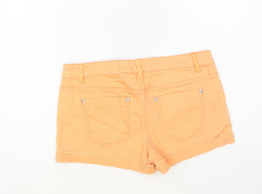 Tinseltown Womens Orange Cotton Hot Pants Shorts Size M L3 in Regular Button