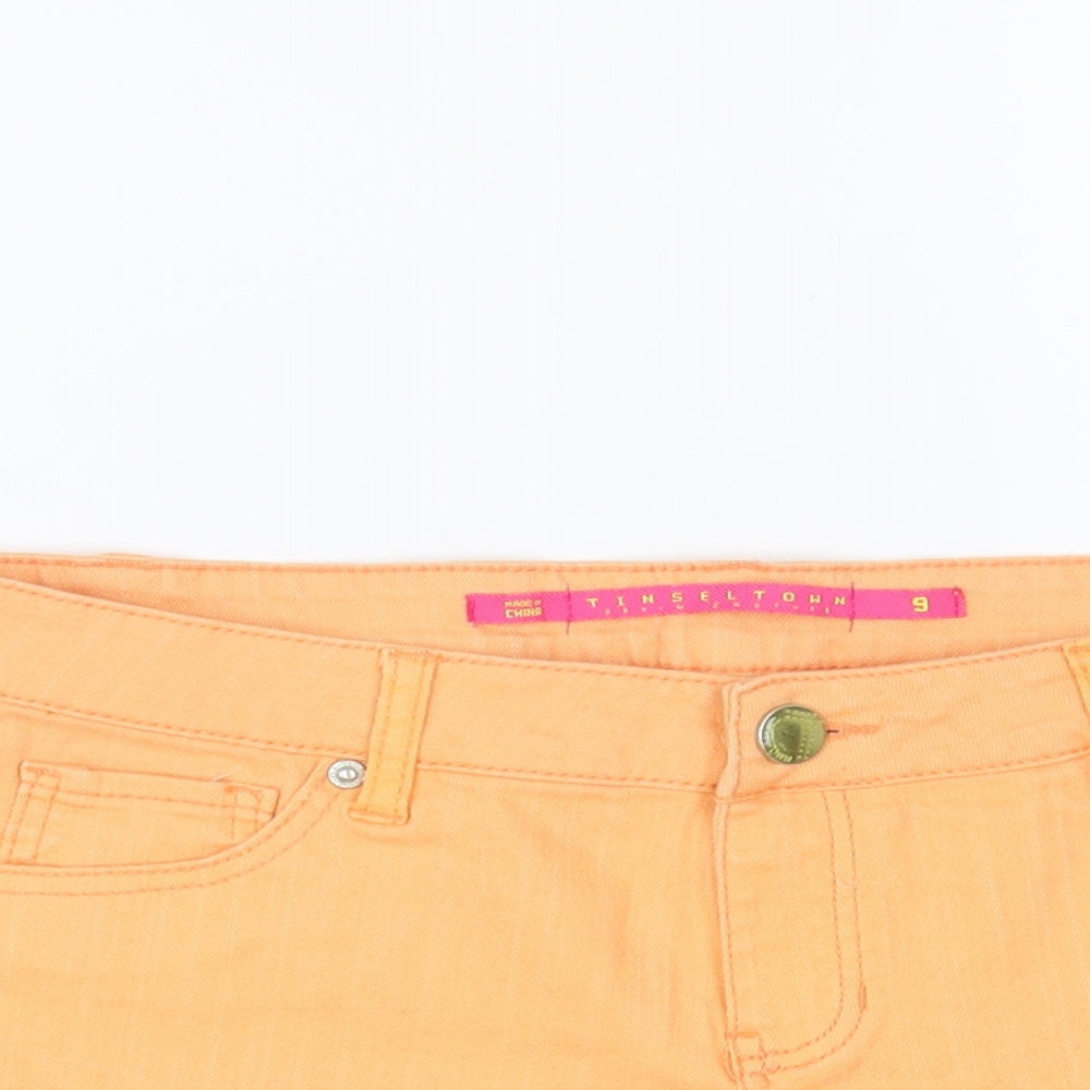 Tinseltown Womens Orange Cotton Hot Pants Shorts Size M L3 in Regular Button
