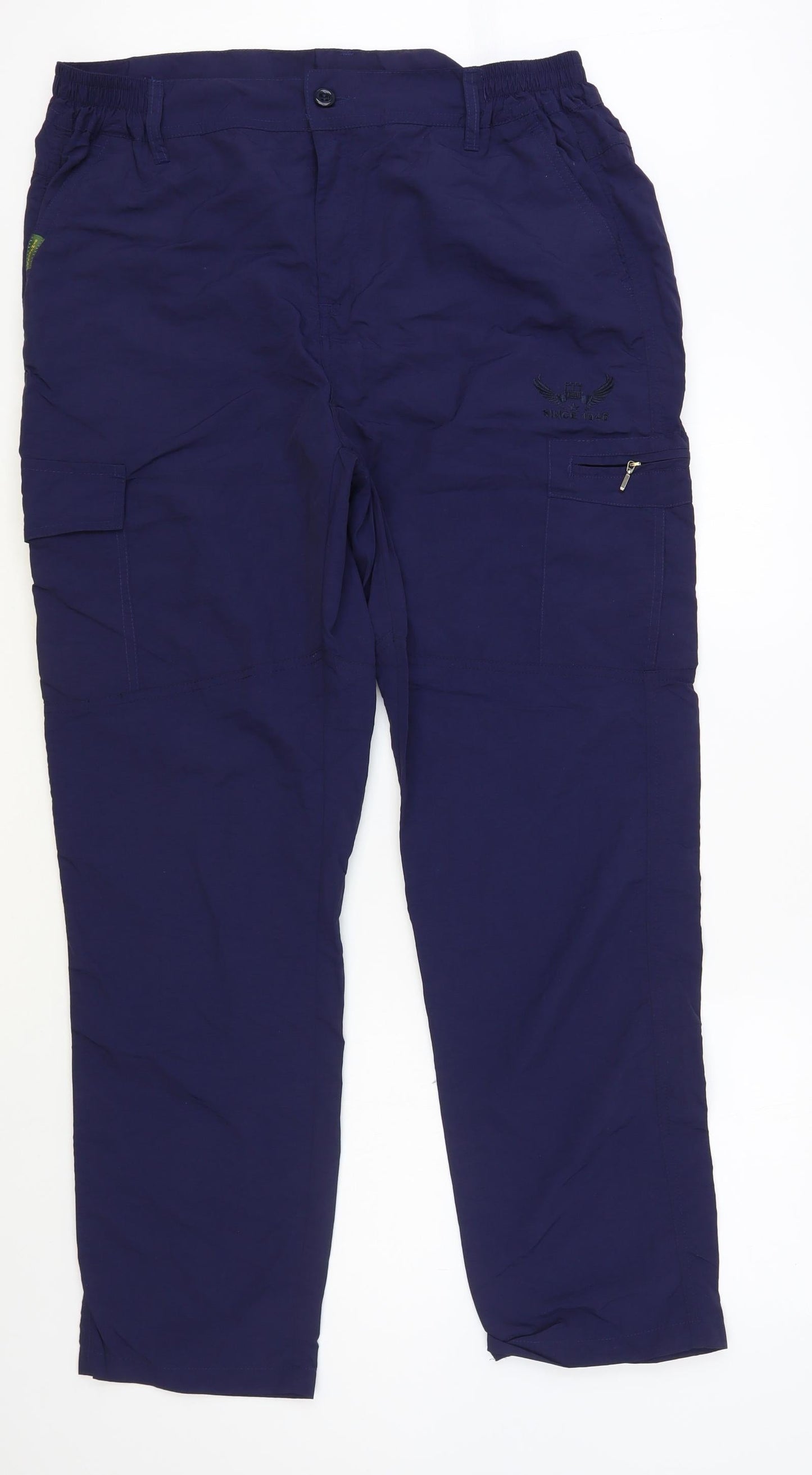 SINCE 1981 Womens Blue Polyester Cargo Trousers Size XL L33 in Regular Button