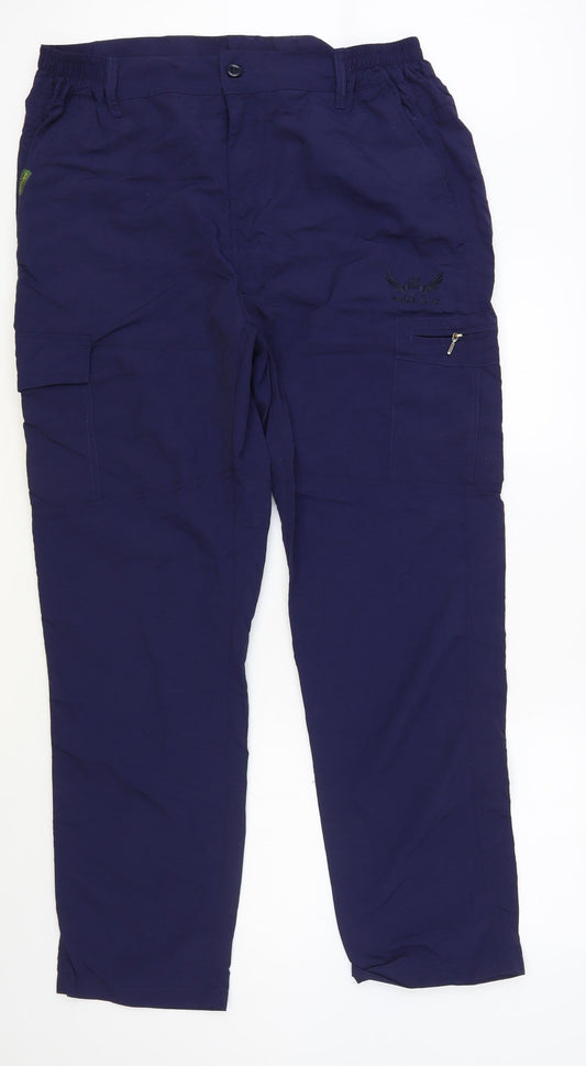 SINCE 1981 Womens Blue Polyester Cargo Trousers Size XL L33 in Regular Button