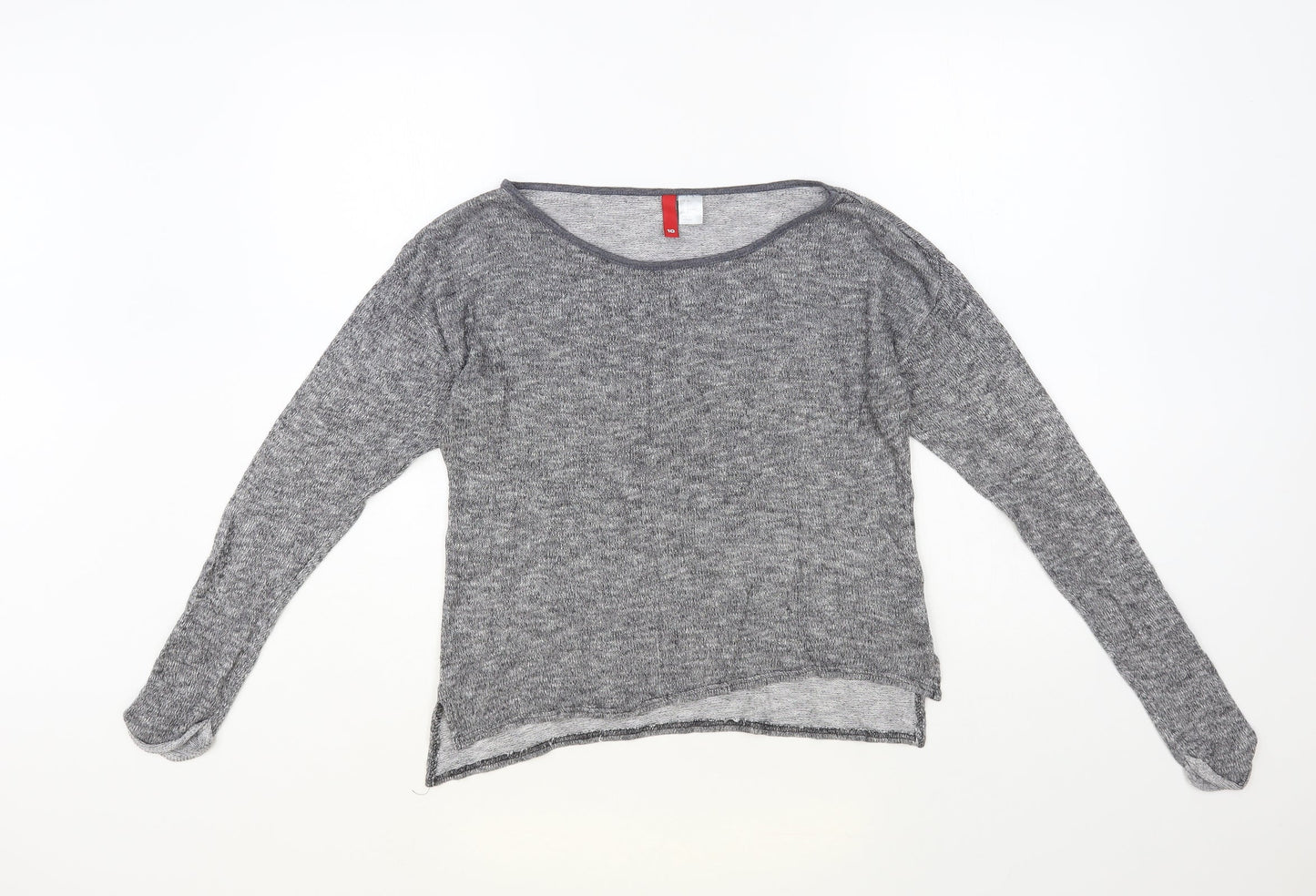 H&M Womens Grey Boat Neck Viscose Pullover Jumper Size S