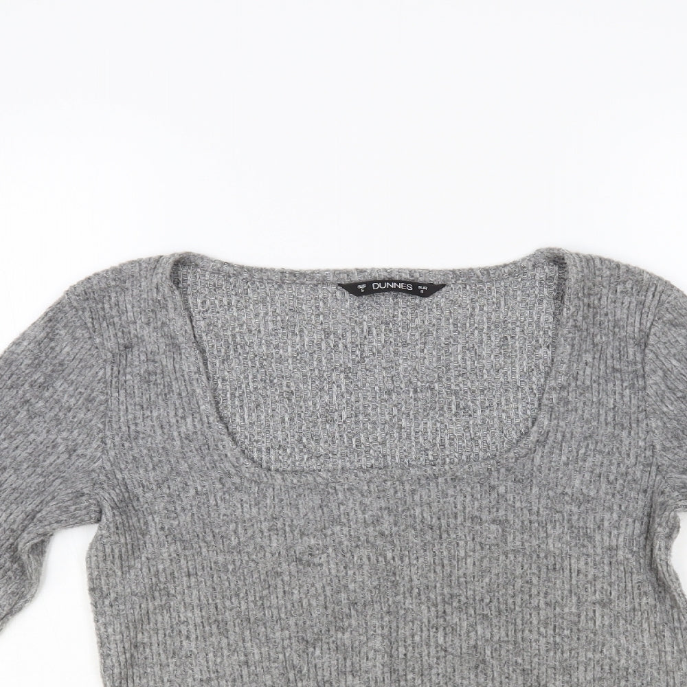 Dunnes Stores Womens Grey Square Neck Polyester Pullover Jumper Size S - Cropped