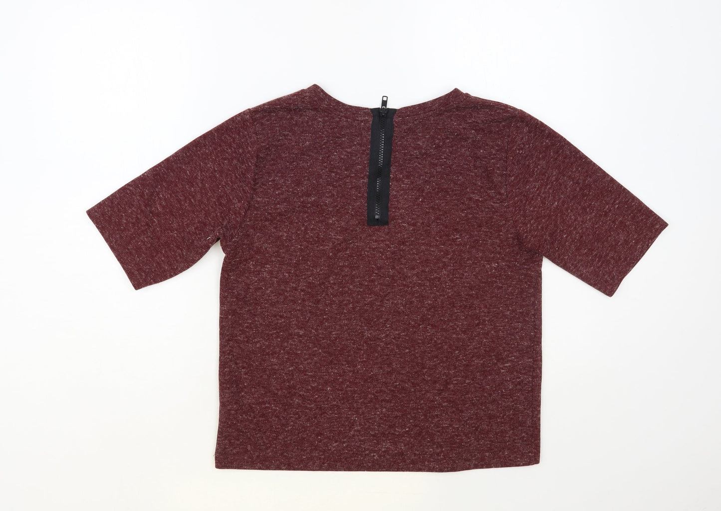 Topshop Womens Purple Polyester Basic T-Shirt Size 10 Round Neck