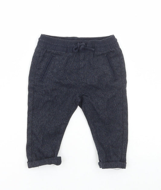 Matalan Boys Blue Polyester Jogger Trousers Size 3-6 Months Drawstring
