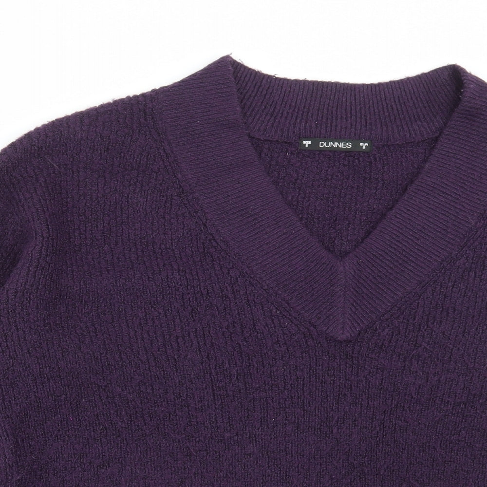 Dunnes Stores Womens Purple V-Neck Acrylic Pullover Jumper Size 8