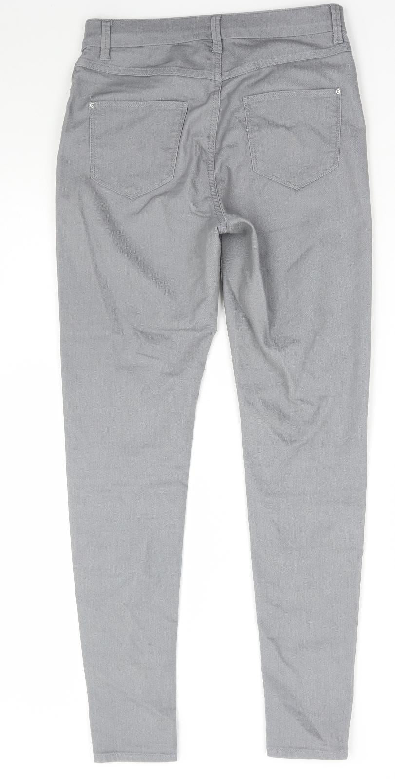 Marks and Spencer Womens Grey Cotton Skinny Jeans Size 10 L28 in Regular Button