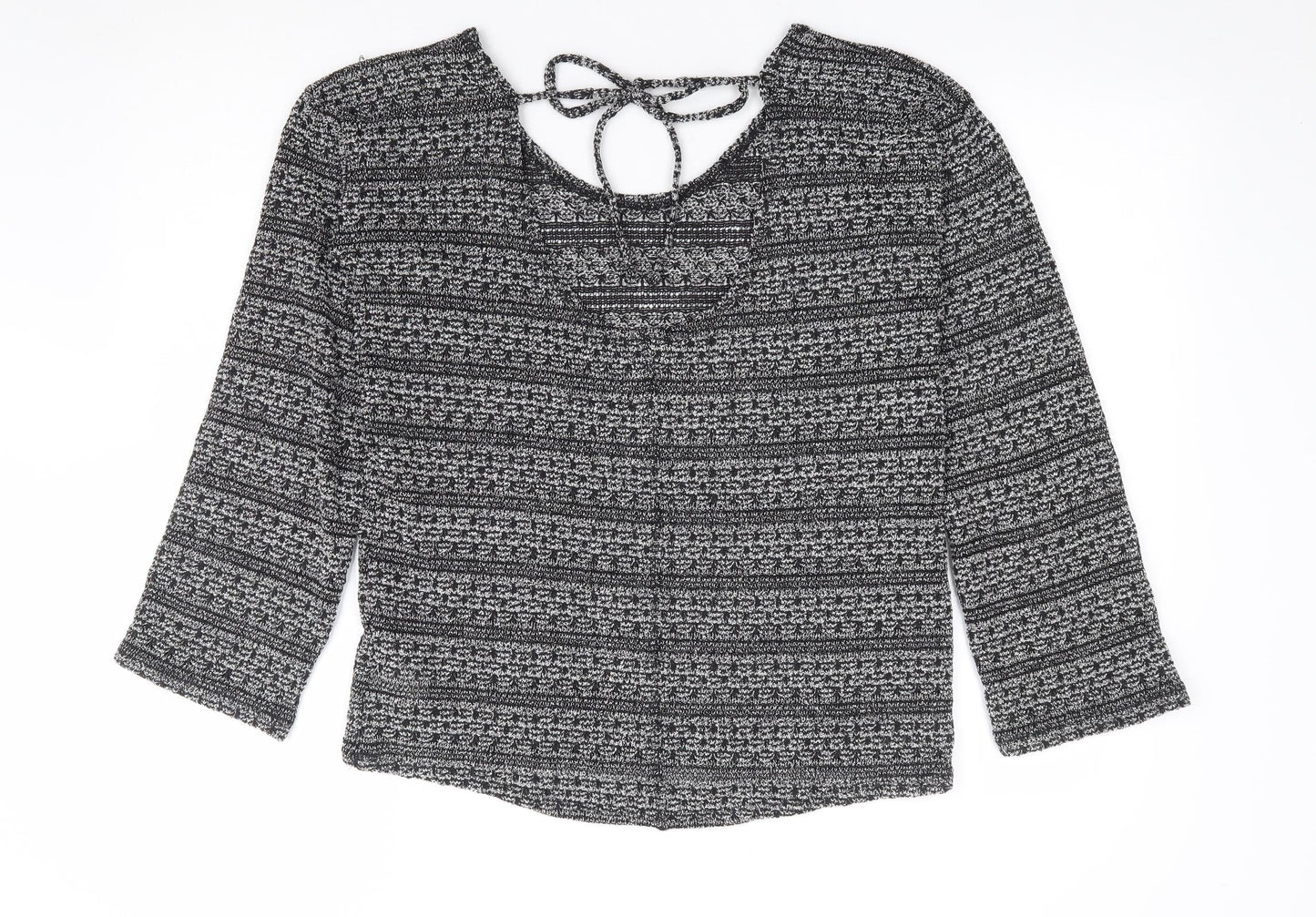 NEXT Womens Black Scoop Neck Geometric Polyester Pullover Jumper Size 10