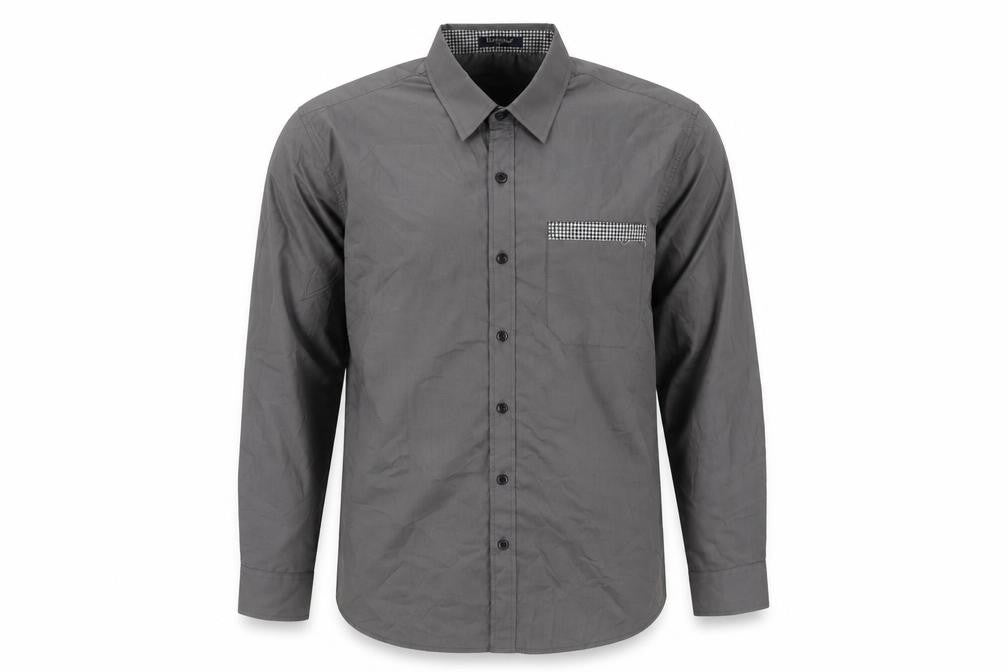 Enlision Mens Grey Polyester Button-Up Size L Collared Button