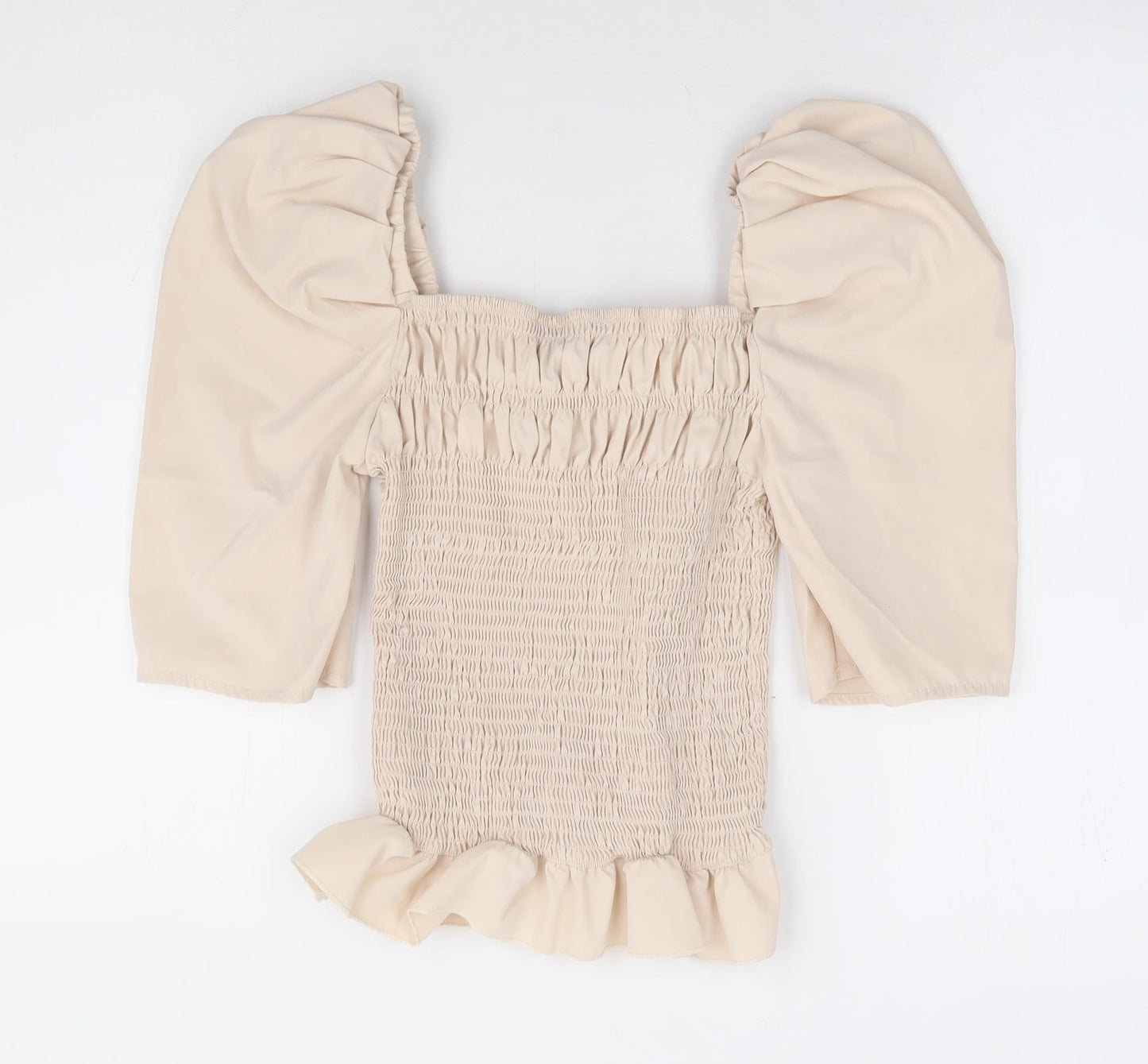 In Vogue Womens Beige Cotton Basic Blouse Size S Square Neck
