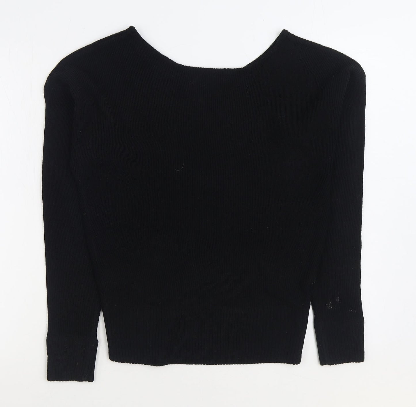 PRETTYLITTLETHING Womens Black Boat Neck Acrylic Pullover Jumper Size S