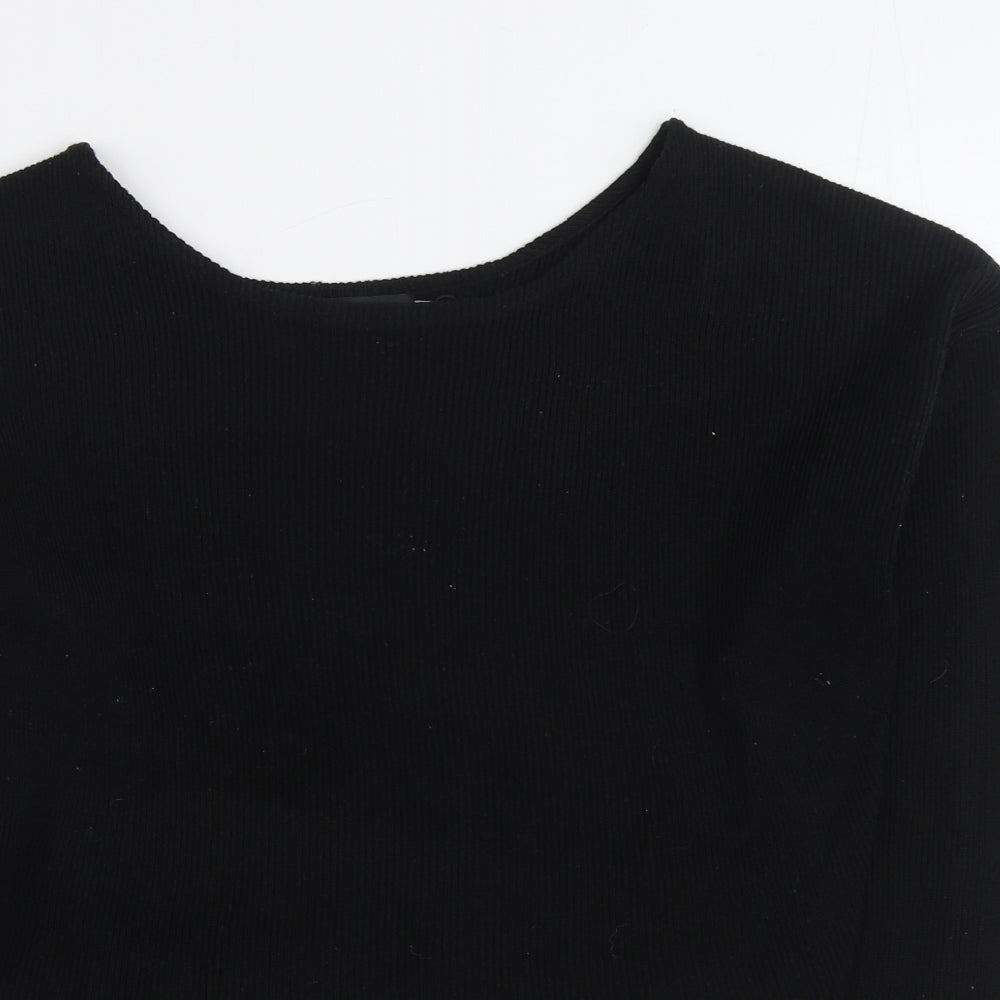 PRETTYLITTLETHING Womens Black Boat Neck Acrylic Pullover Jumper Size S