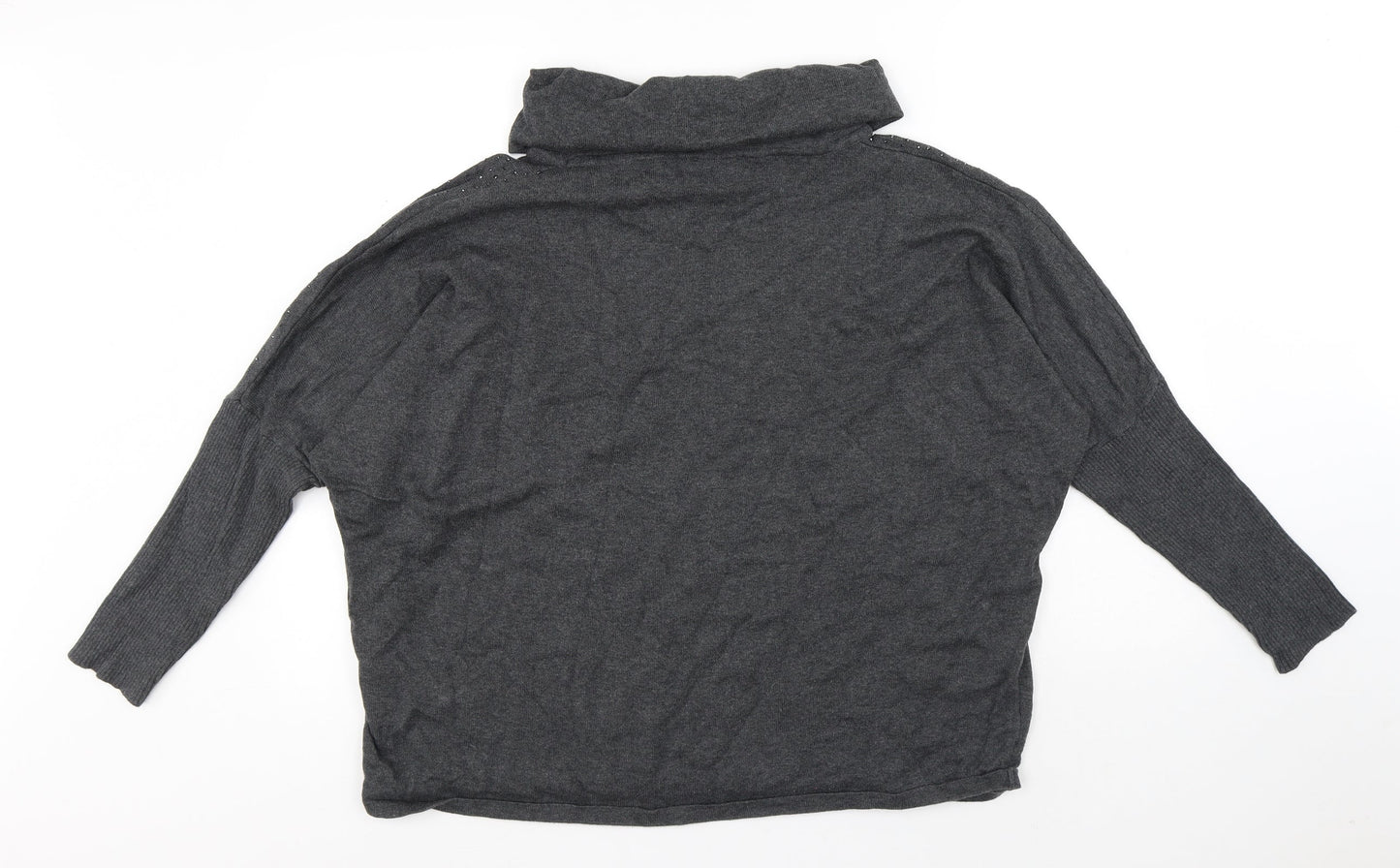 MARBLE Womens Grey Roll Neck Cotton Pullover Jumper Size 14