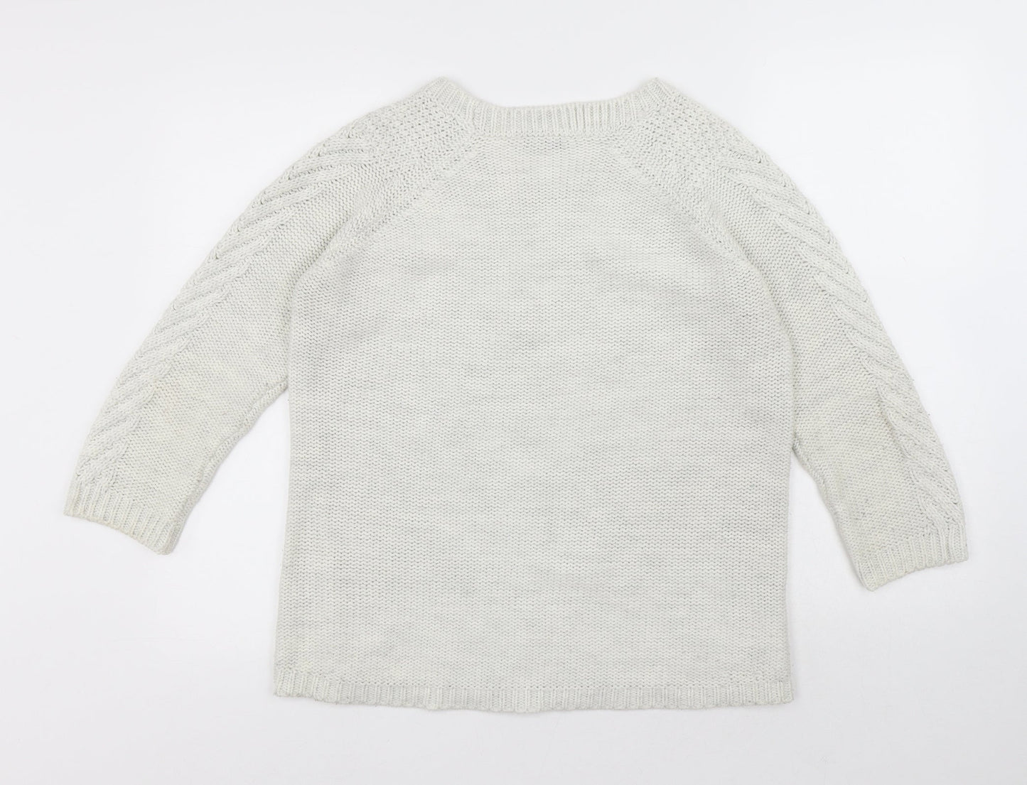 Oasis Womens White Round Neck Acrylic Pullover Jumper Size S