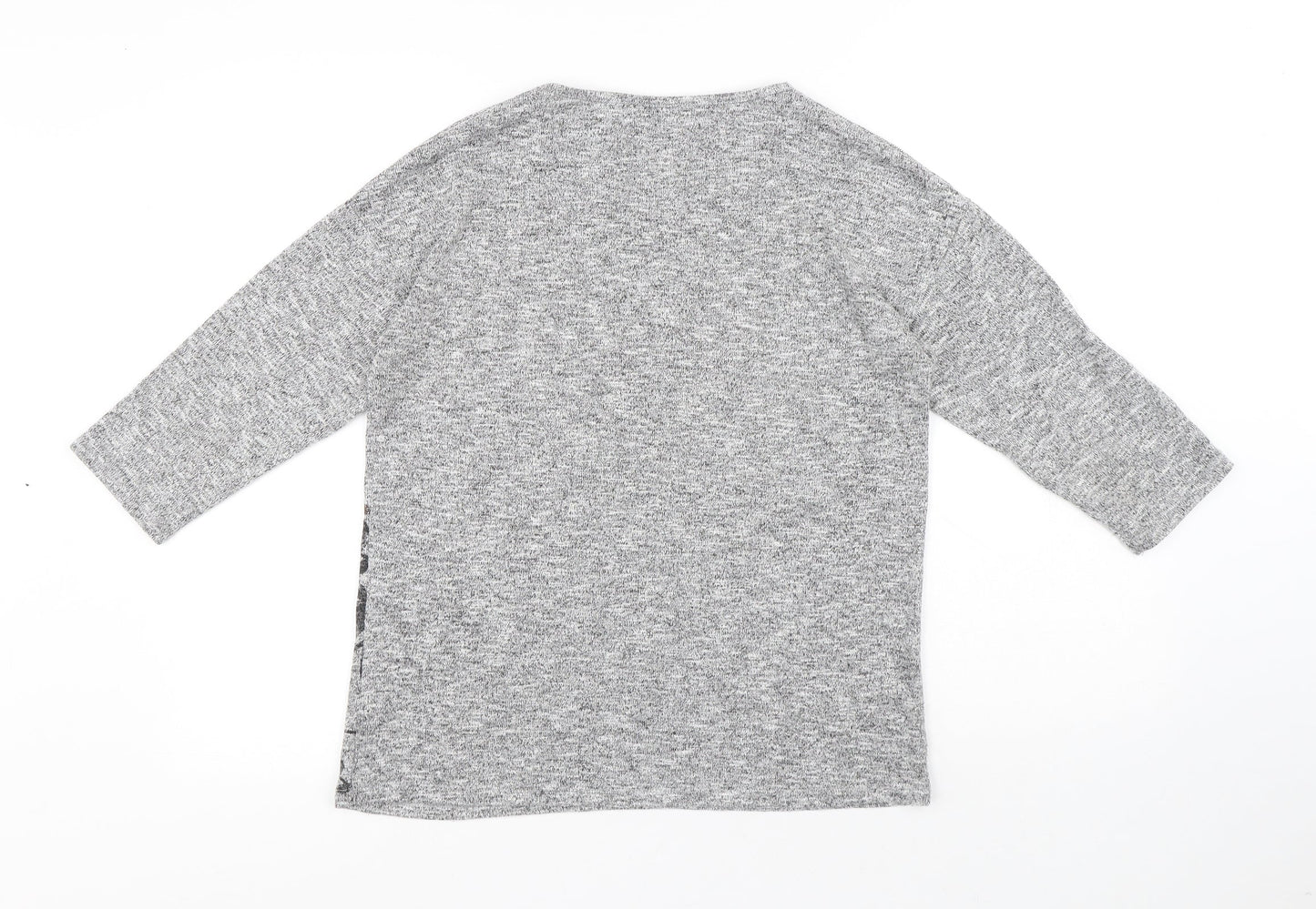 Papaya Womens Grey Round Neck Floral Polyester Pullover Jumper Size 10