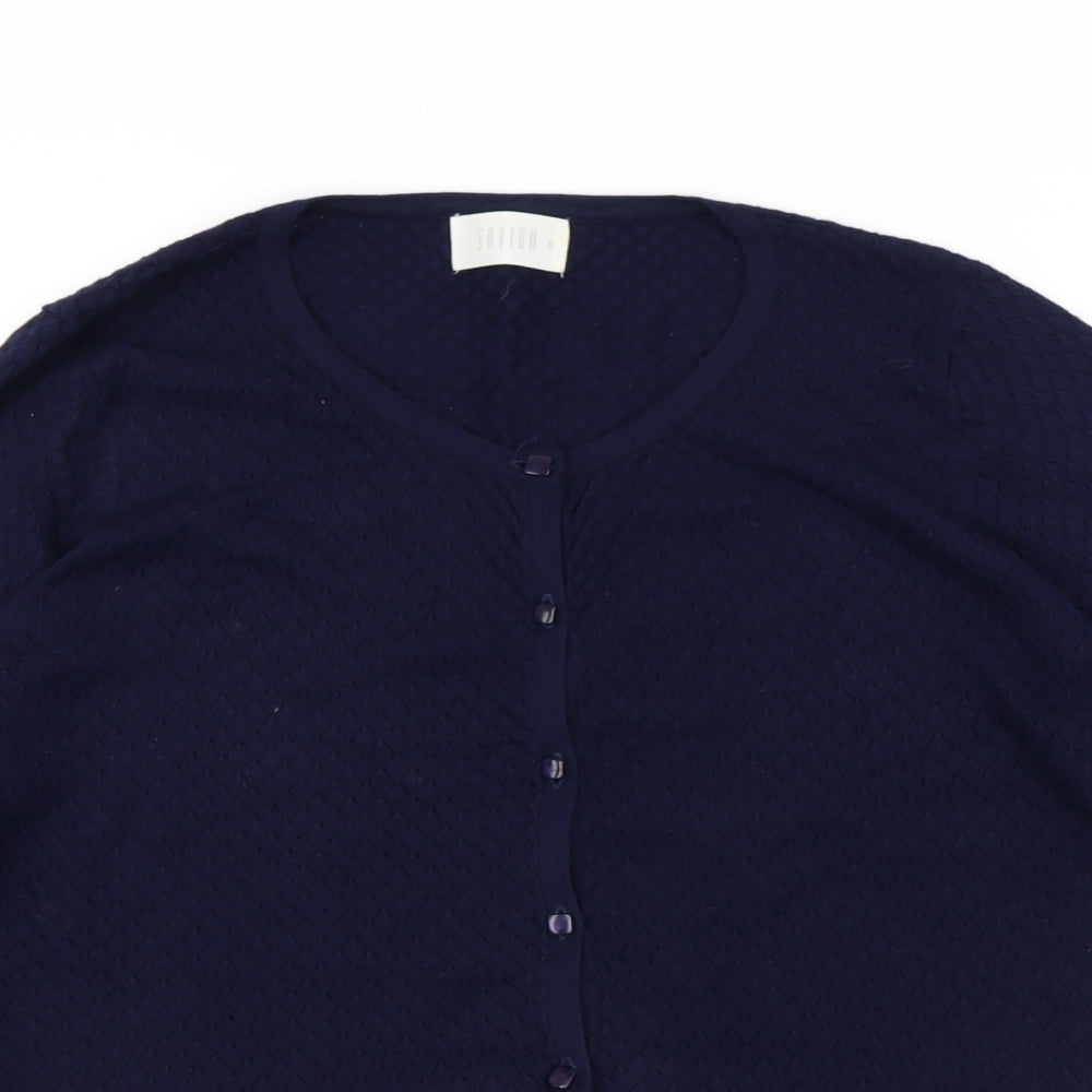Savida Womens Blue V-Neck Viscose Cardigan Jumper Size S