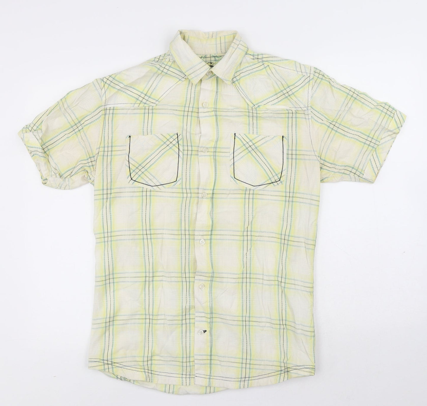 Cedar Wood State Mens Multicoloured Plaid Cotton Button-Up Size S Collared Button