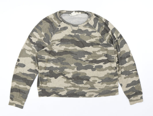 LOGG Mens Multicoloured Camouflage Viscose Pullover Sweatshirt Size S