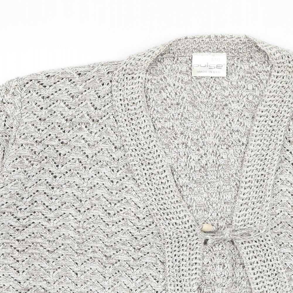 Pulse Womens Beige V-Neck Polyester Cardigan Jumper Size M