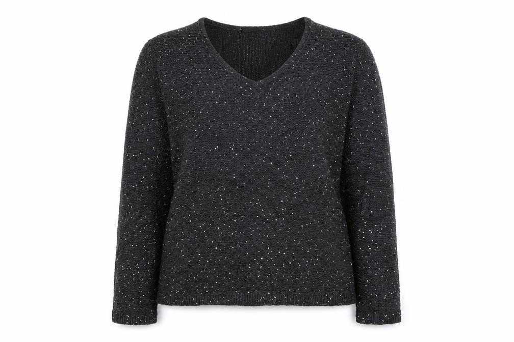 Marks and Spencer Womens Grey V-Neck Acrylic Pullover Jumper Size 14
