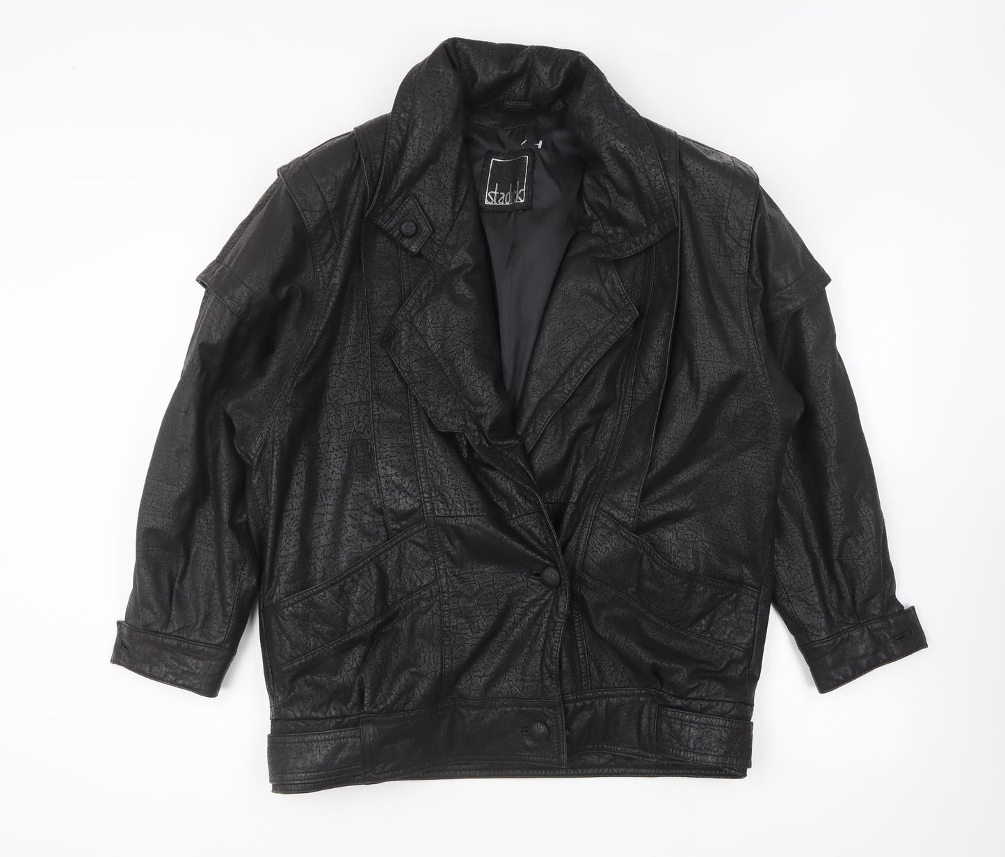 Stadick Womens Black Jacket Size 12 Button