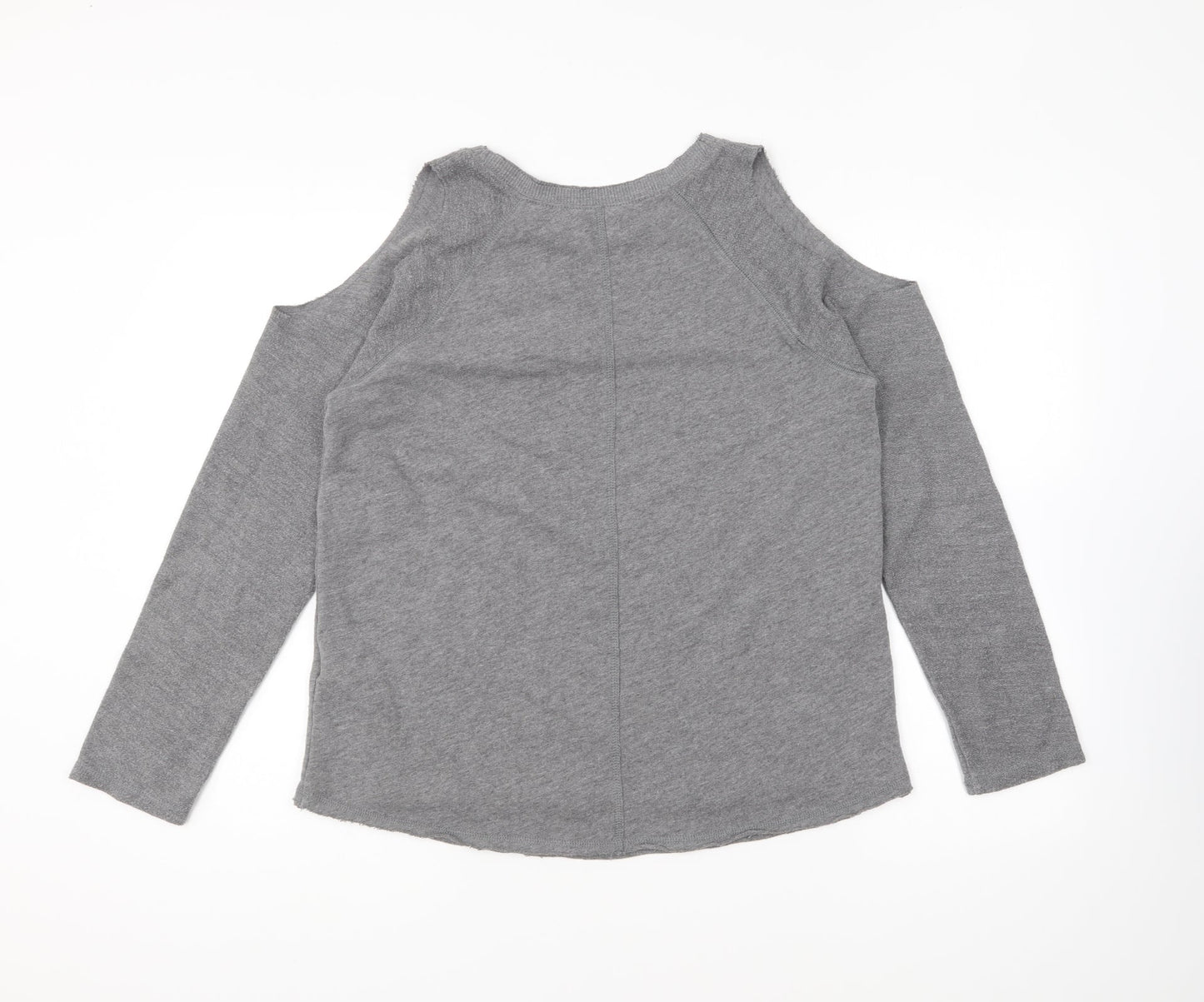 Hollister Womens Grey Round Neck Cotton Pullover Jumper Size M - Cold Shoulder