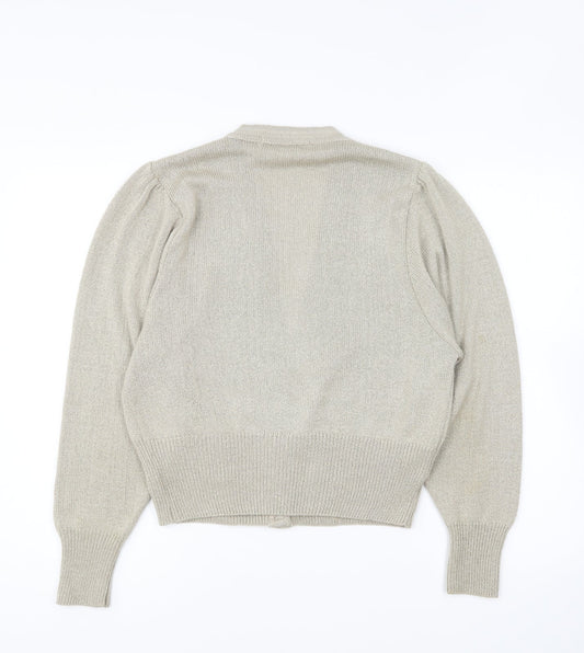 St Michael Womens Beige V-Neck Acrylic Cardigan Jumper Size 14