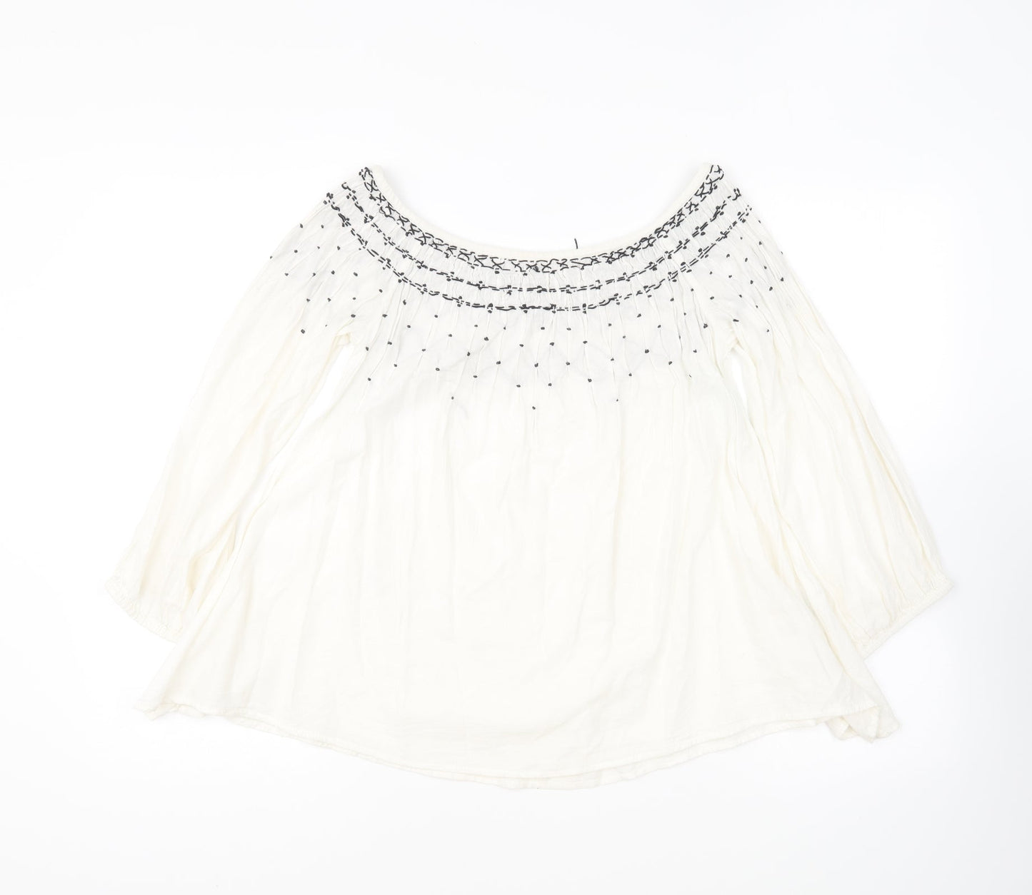 Zara Womens Ivory Viscose Basic Blouse Size XS Off the Shoulder
