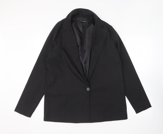 PRETTYLITTLETHING Womens Black Jacket Blazer Size 12 Button
