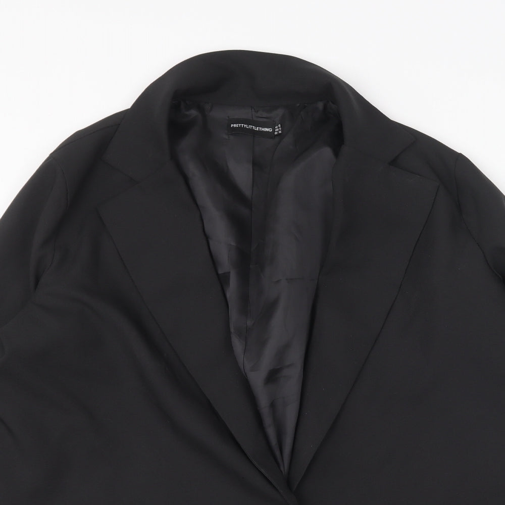 PRETTYLITTLETHING Womens Black Jacket Blazer Size 12 Button