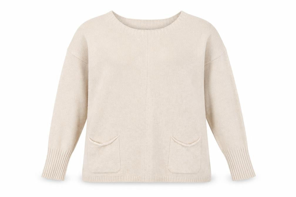 Preworn Womens Beige Round Neck Viscose Pullover Jumper Size 14