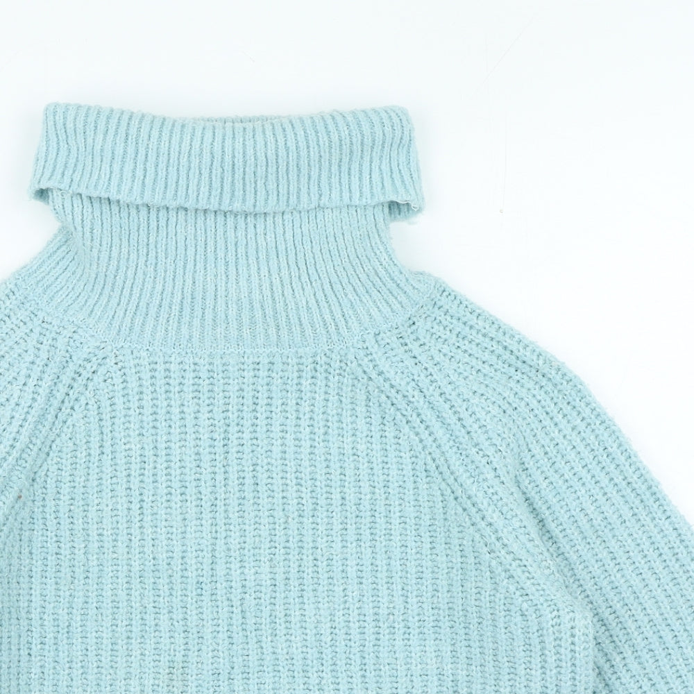 Moon&Madison Womens Blue Roll Neck Polyester Pullover Jumper Size S