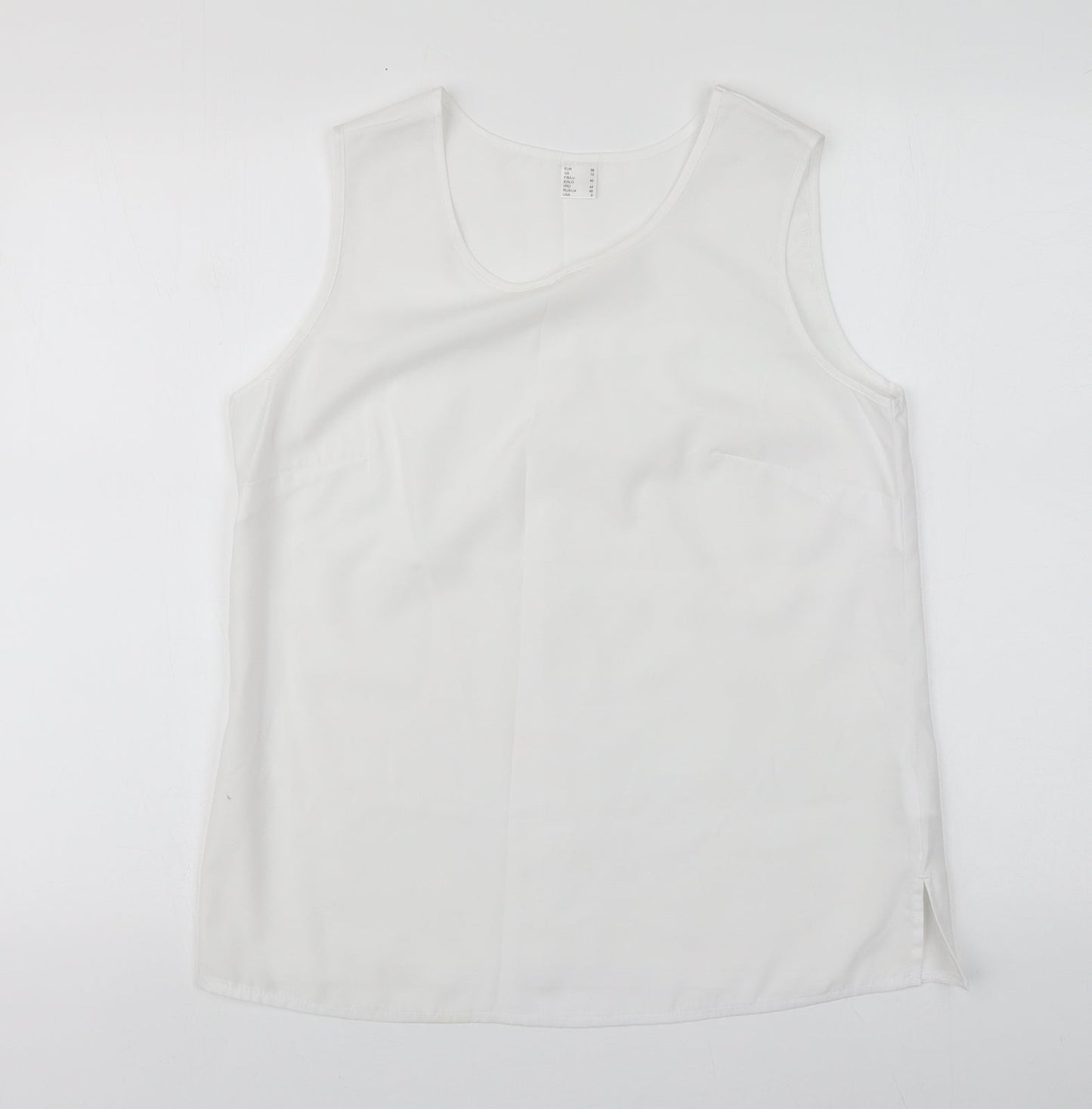 H&M Womens White Polyester Basic Tank Size 12 Round Neck