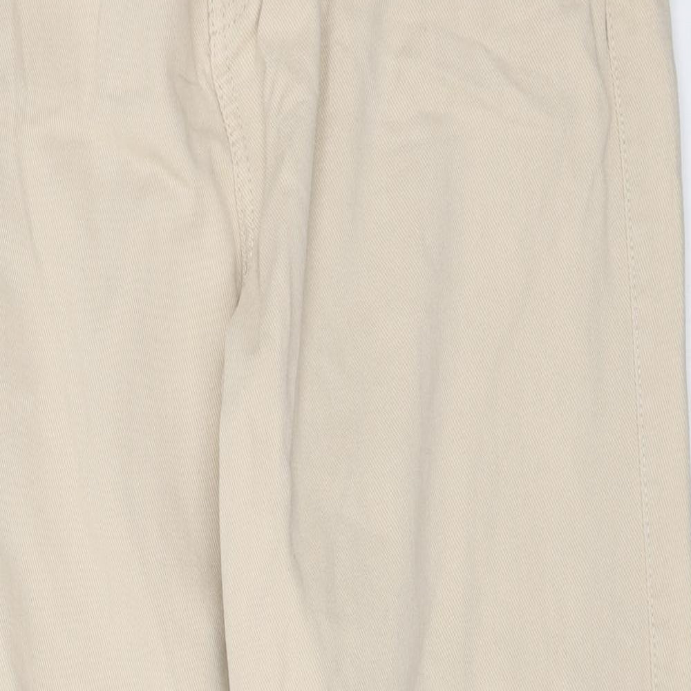 H&M Womens Beige Cotton Trousers Size S L27 in Regular Button