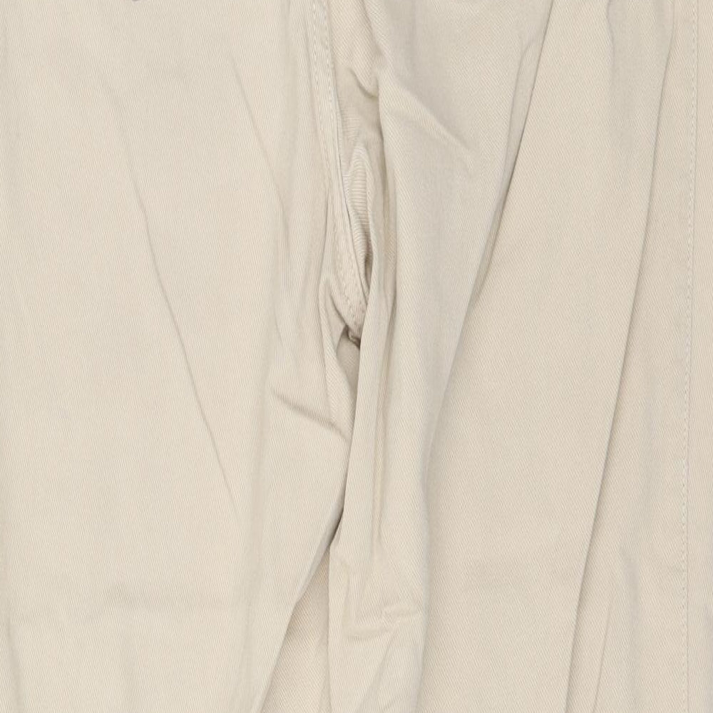 H&M Womens Beige Cotton Trousers Size S L27 in Regular Button