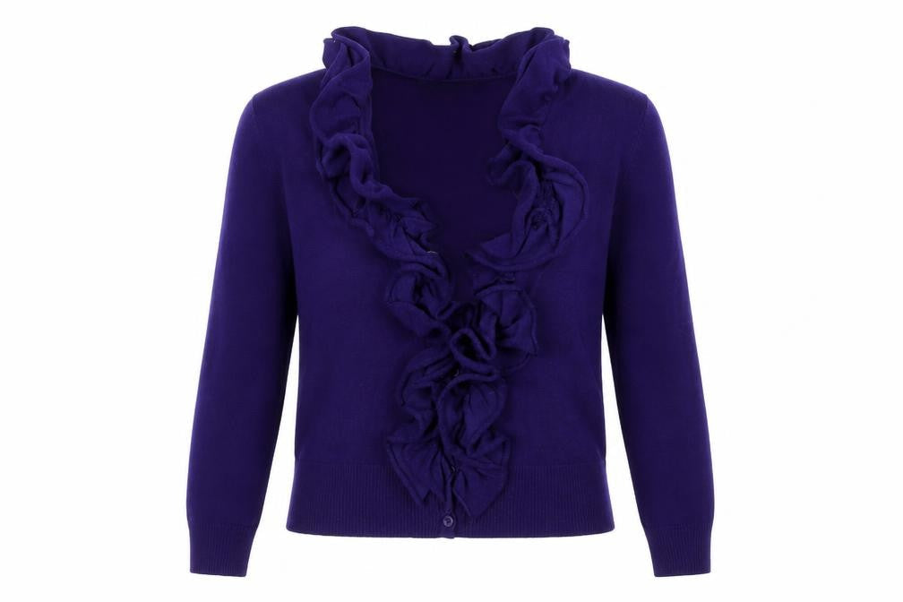 Nina Leonard Womens Purple Scoop Neck Viscose Cardigan Jumper Size M