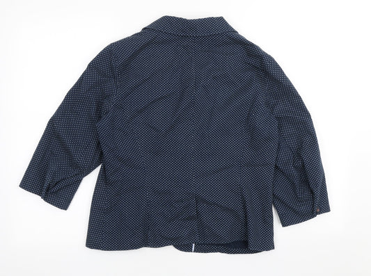 Marks and Spencer Womens Blue Polka Dot Jacket Blazer Size 14 Button