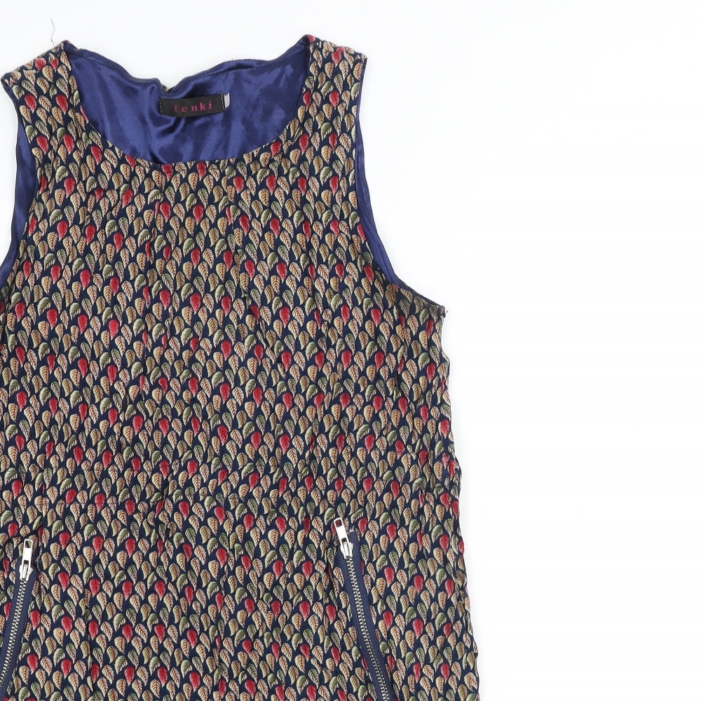 TENKI Womens Multicoloured Geometric Cotton Sheath Size M Scoop Neck