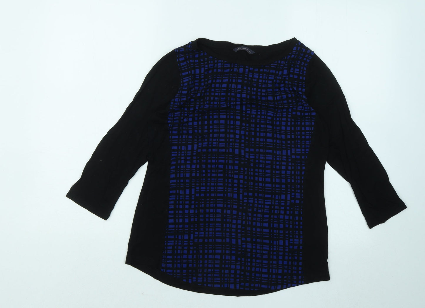 Marks and Spencer Womens Black Round Neck Geometric Viscose Pullover Jumper Size 12