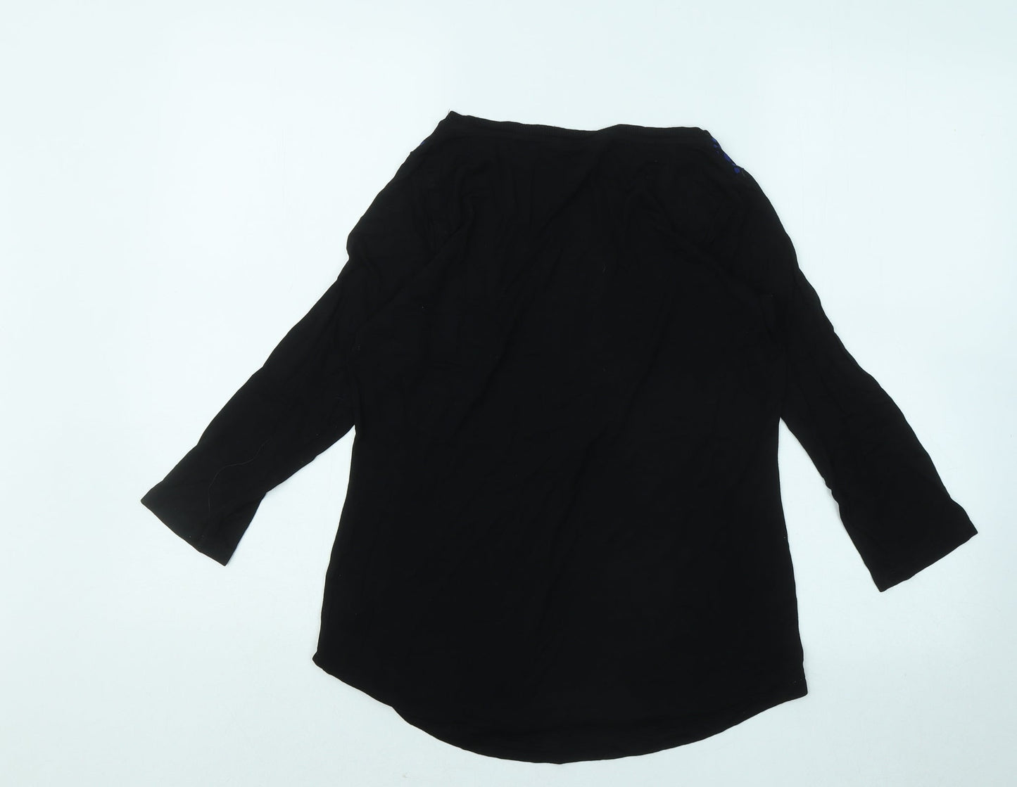 Marks and Spencer Womens Black Round Neck Geometric Viscose Pullover Jumper Size 12