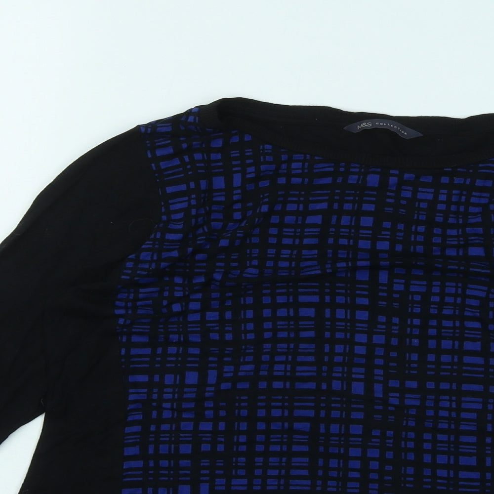 Marks and Spencer Womens Black Round Neck Geometric Viscose Pullover Jumper Size 12