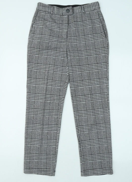 Papaya Womens Grey Plaid Polyester Trousers Size 8 L25 in Regular Zip