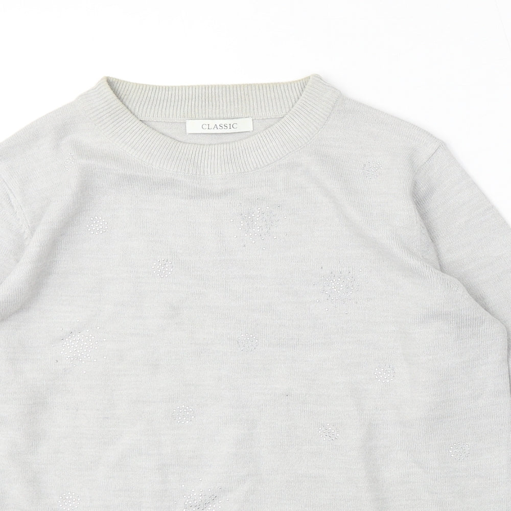 Marks and Spencer Womens Grey Round Neck Acrylic Pullover Jumper Size 10