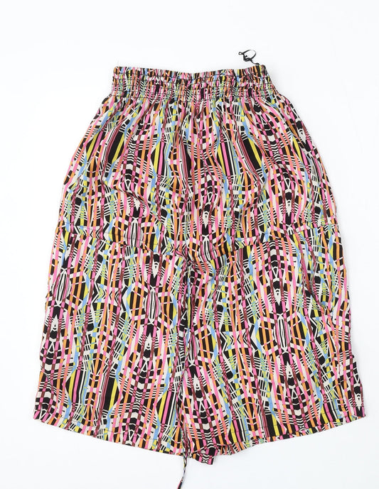 Ocean Club Womens Multicoloured Striped Polyester Bermuda Shorts Size 6 L4 in Regular Drawstring
