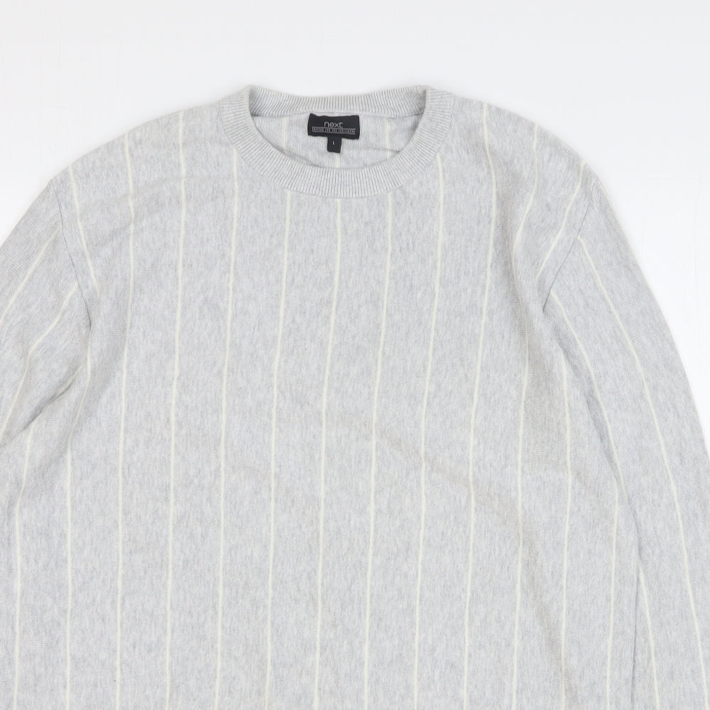 NEXT Womens Grey Striped Acrylic Pullover Sweatshirt Size L Pullover