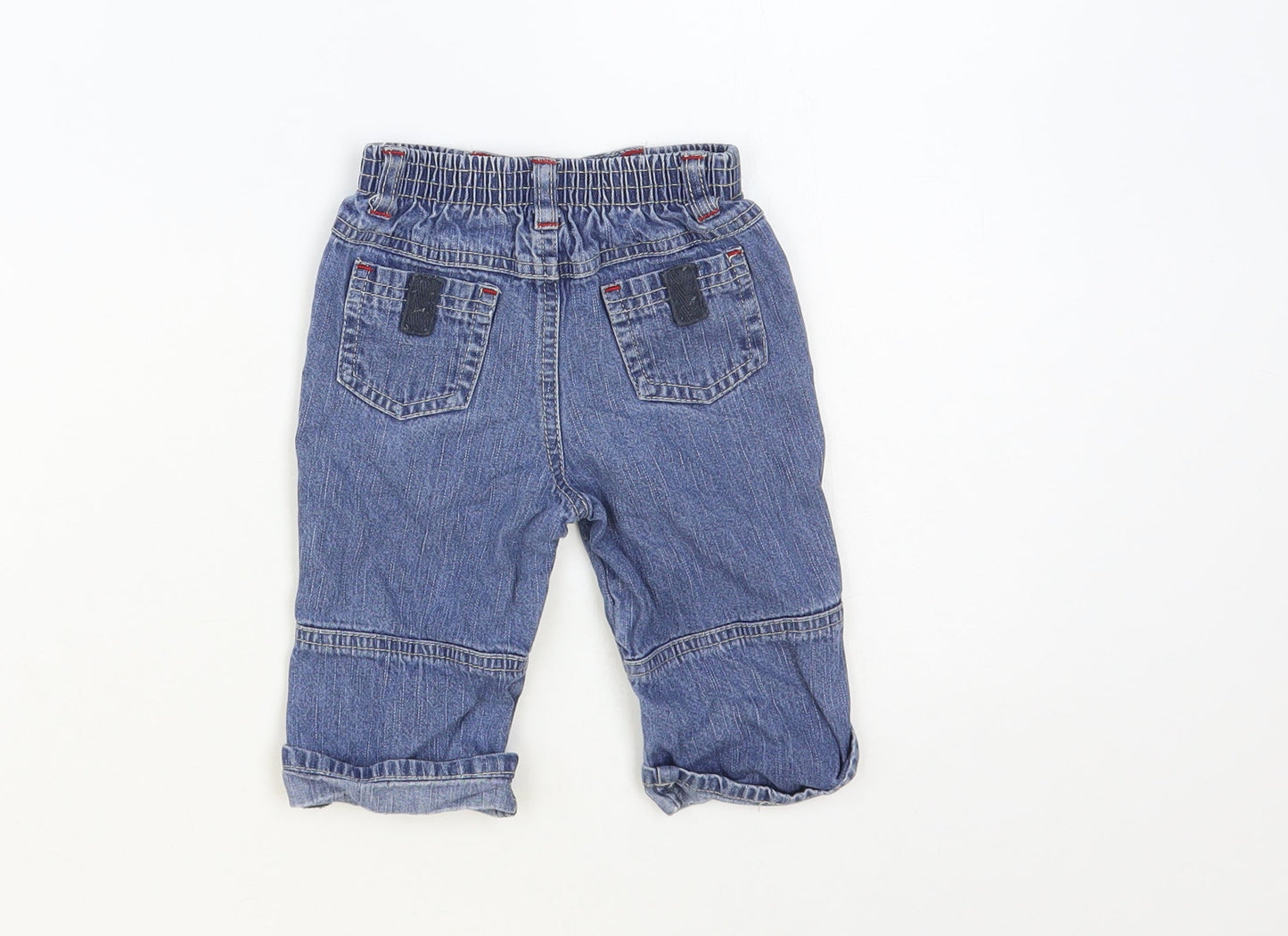 Adams Kids Baby Blue Cotton Jogger Jeans Size 3-6 Months Snap