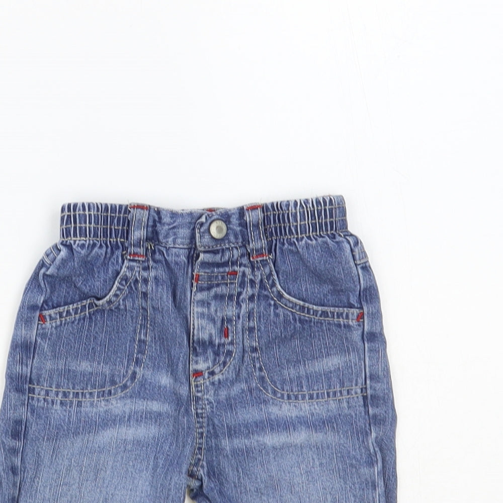 Adams Kids Baby Blue Cotton Jogger Jeans Size 3-6 Months Snap