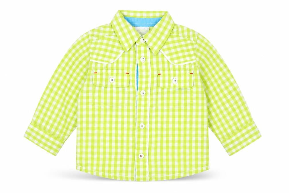 Miniclub Baby Green Check Cotton Basic Button-Up Size 12-18 Months Collared Button