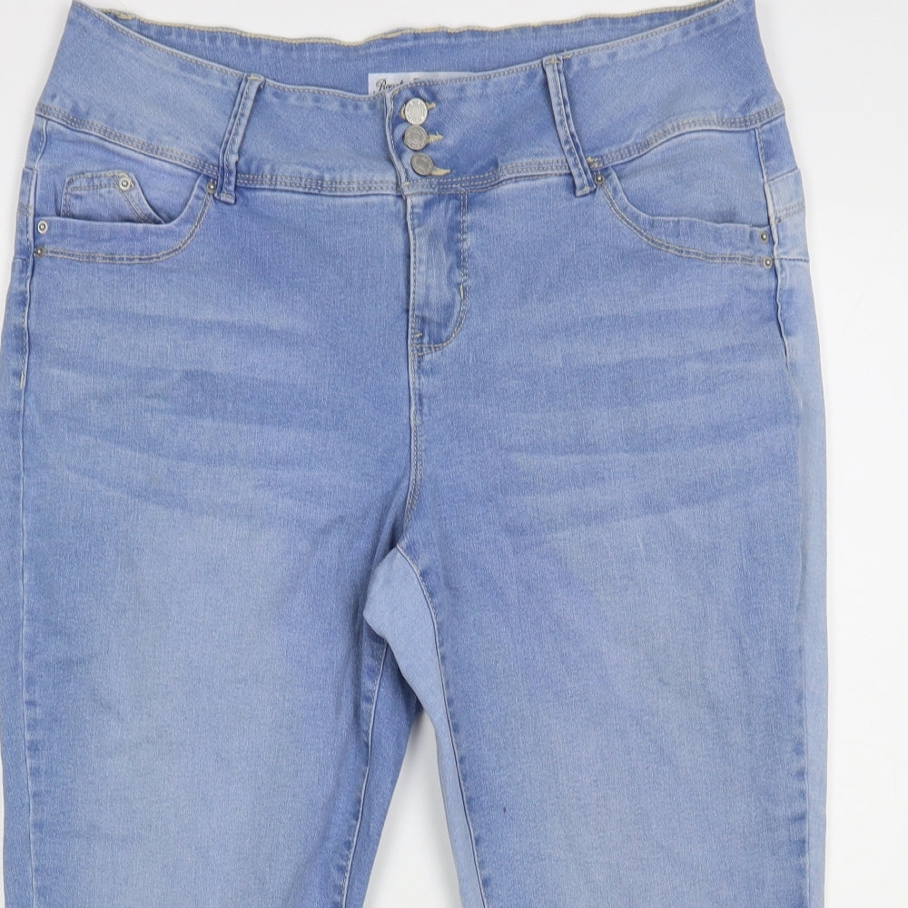 Royalty Womens Blue Cotton Cropped Jeans Size 38 in L21 in Regular Button