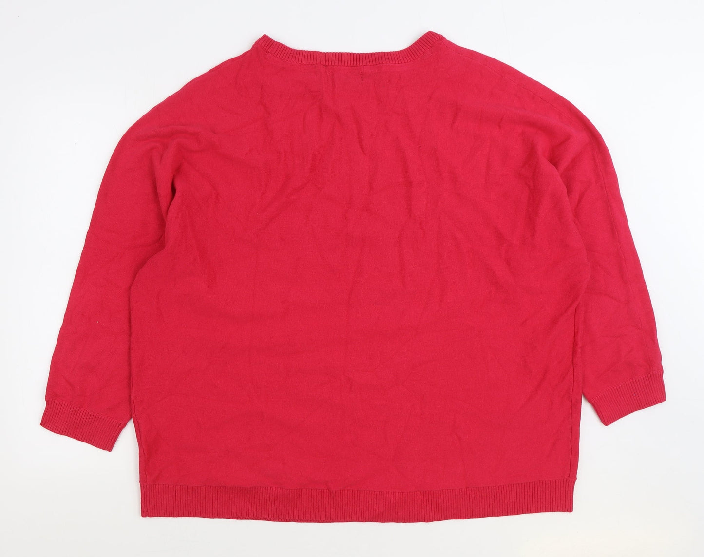 BPC Collection Womens Pink Round Neck Viscose Pullover Jumper Size 2XL