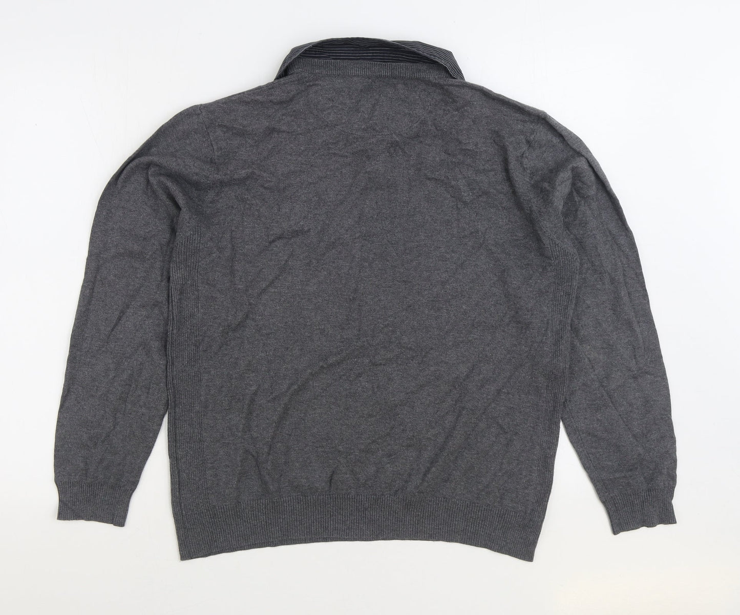 NEXT Womens Grey Collared Cotton Pullover Jumper Size L